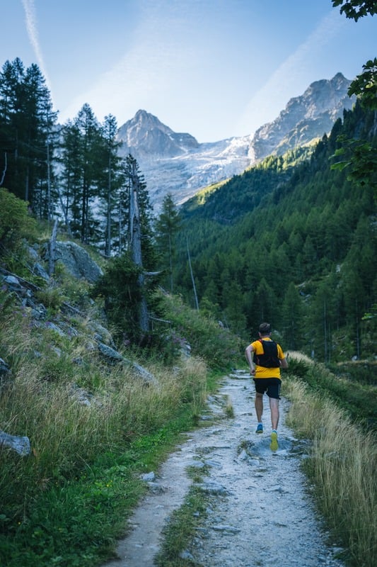 Berglandschaft mit Läufer